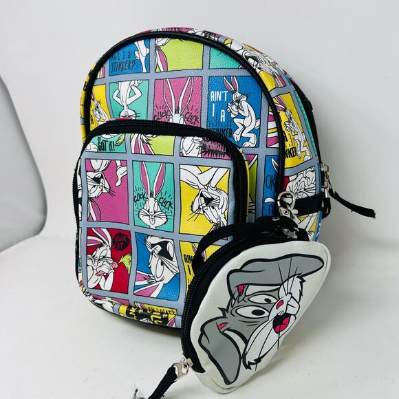 NEW! Bioworld WB Bugs Bunny Comic Strip Print Mini Backpack Wallet - Picture 2 of 8